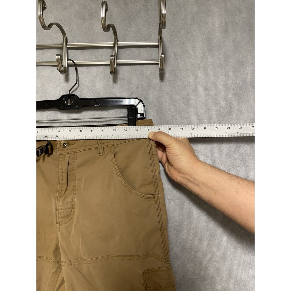 Prana Shorts Men's 32 Beige Belted 11" Nylon Outdoor Active Performance Hybrid - Picture 3 of 11